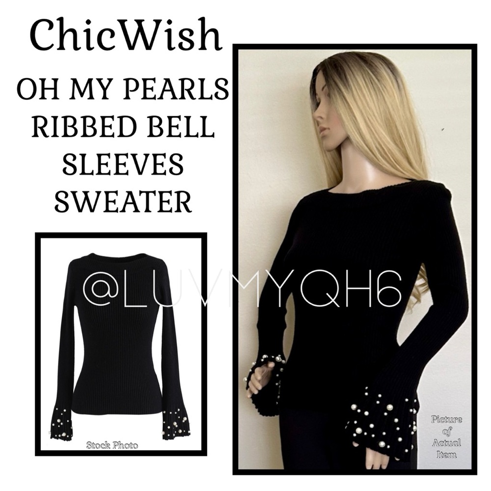 Oh My Pearls Bell Sleeve Sweater